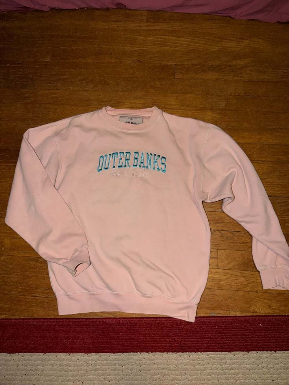Outer Banks Authentic North Carolina Embroidered Pink Crewneck Sweatshirt - Picture 1 of 3